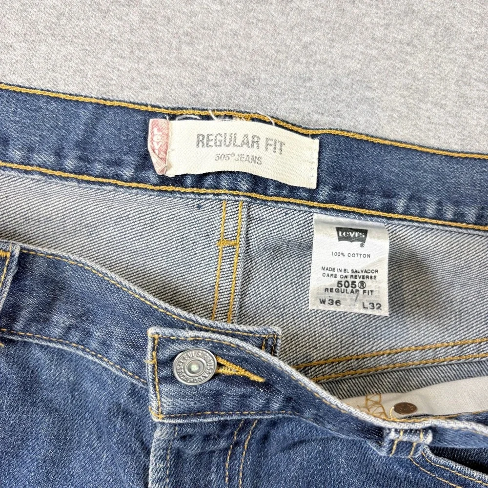 Levi's 505 Regular Fit Jeans Mens 36x32 Blue Straight Leg Denim Pants